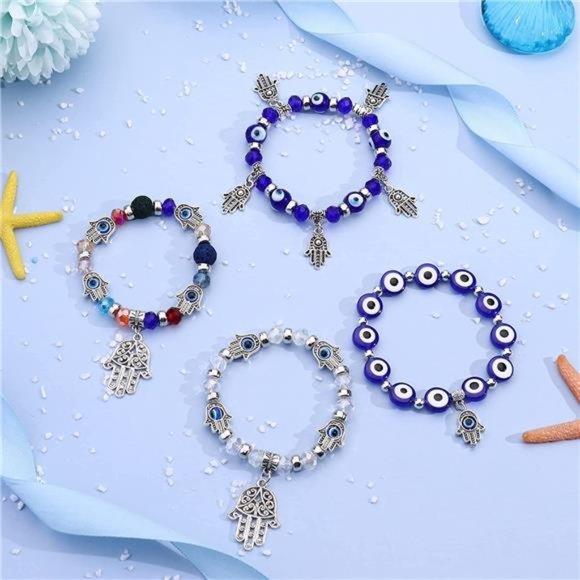 9Pcs Evil Eye Bracelets for Men Women Bead Bracelet Set - Picture 5 of 6